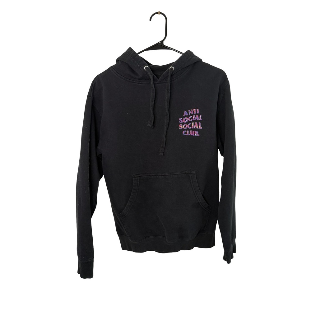 Anti Social Social Club Black Floral Logo Hoodie Sweatshirt Mens Small